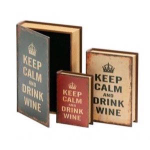  Bog skrin 608 Keep Calm And Drink Wine black stor 32x23x7cm - Se flere Skrin og Kufferter